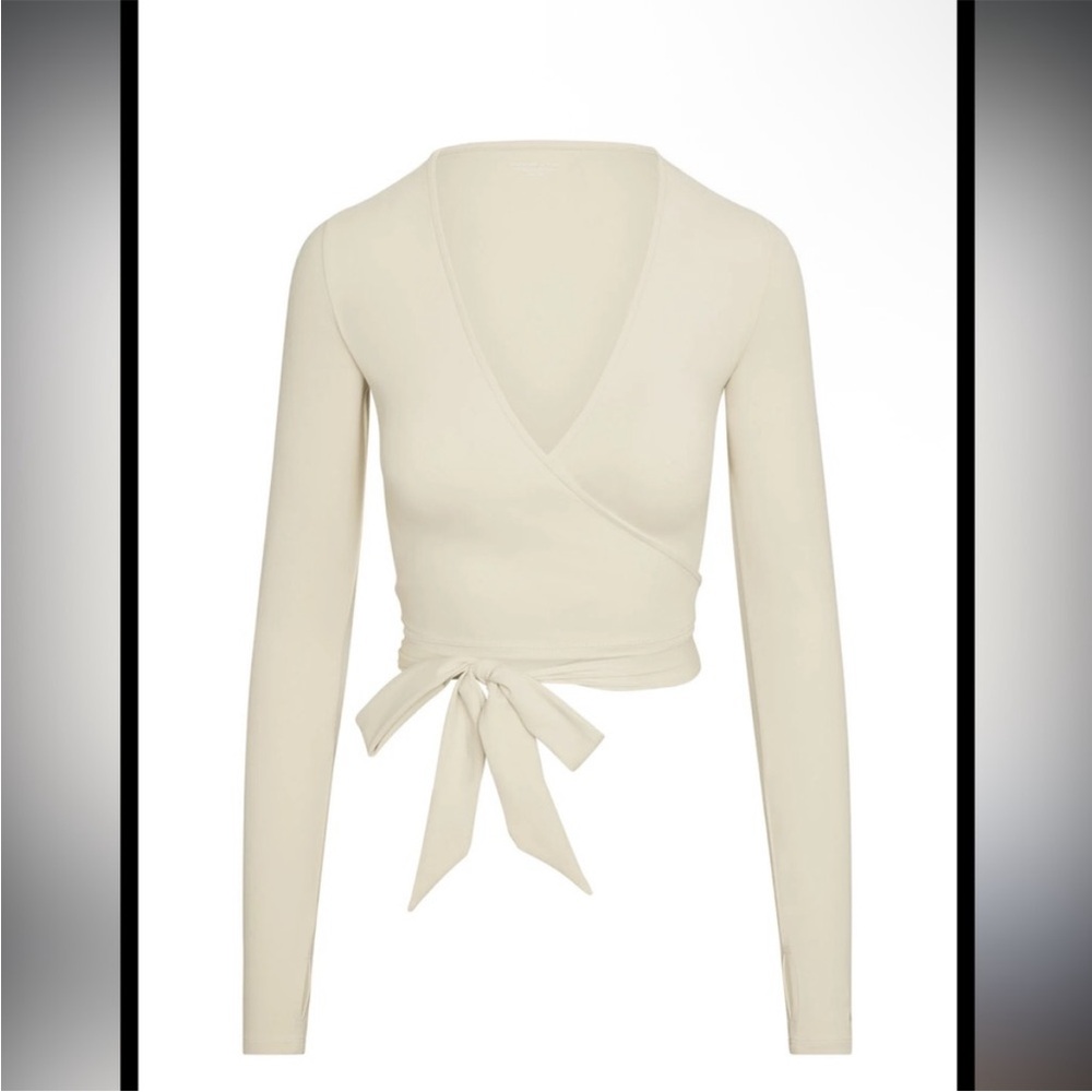 Monday Swimwear Cream Wrap Tie Cropped Top